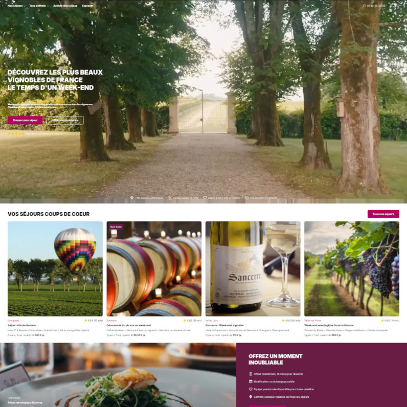 Vinotrip - Créateur de séjours oenotouristiques - page d'accueil