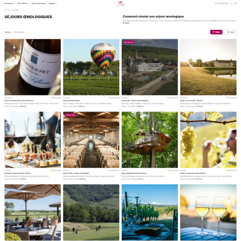 Vinotrip - Créateur de séjours oenotouristiques - page séjours