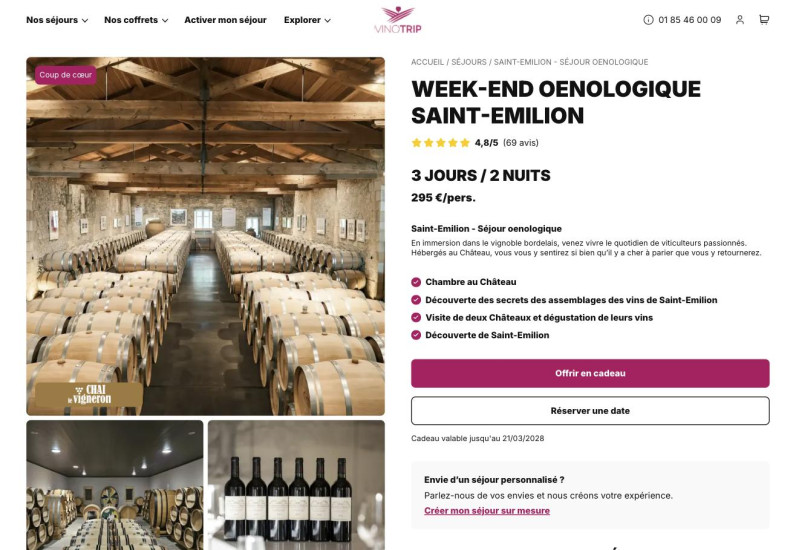 Vinotrip - Créateur de séjours oenotouristiques - page séjour