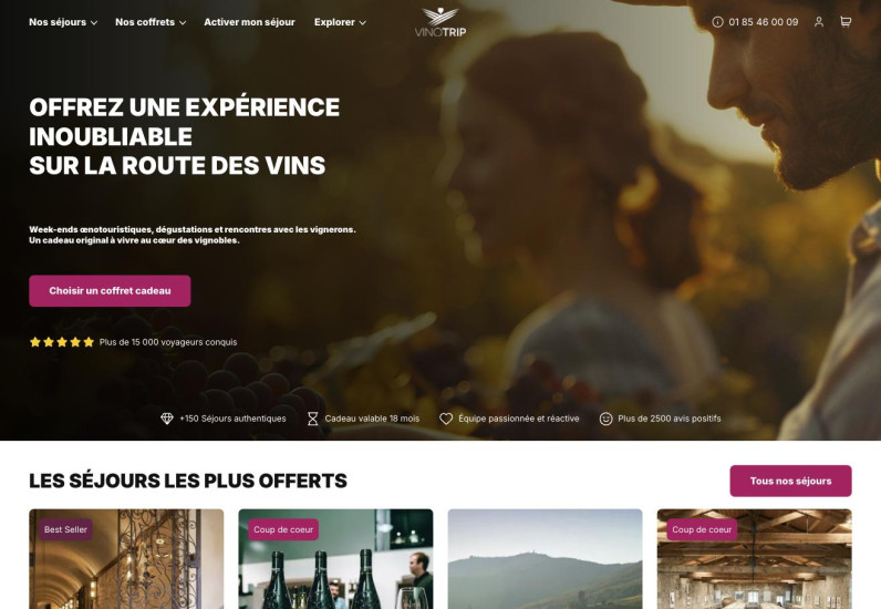 Vinotrip - Créateur de séjours oenotouristiques - page coffrets