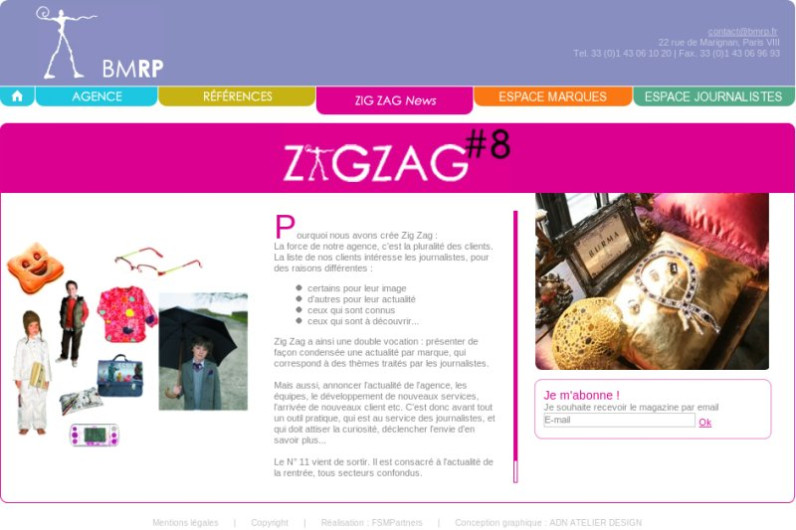 Développement du site de BMRP (agence de RP) - BMRP - ZigZag