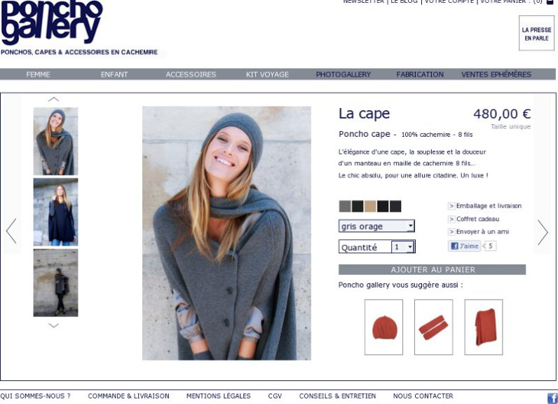 Poncho Gallery - Poncho Gallery - Page produit - site e-commerce