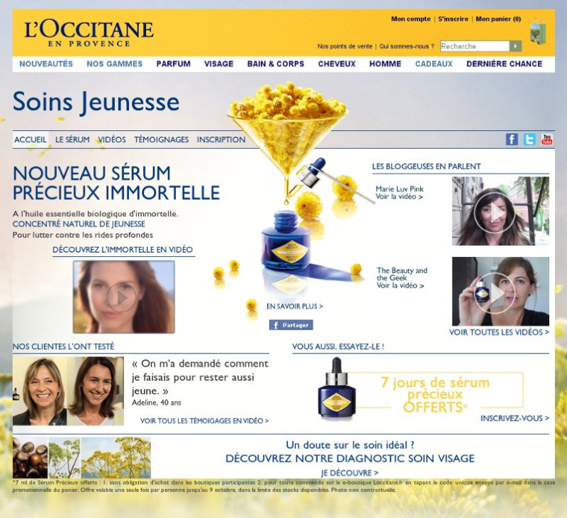 L'Occitane - Sérum Immortelle - Site évènementiel "Sérum Immortelle" de l'Occitane - page d'accueil