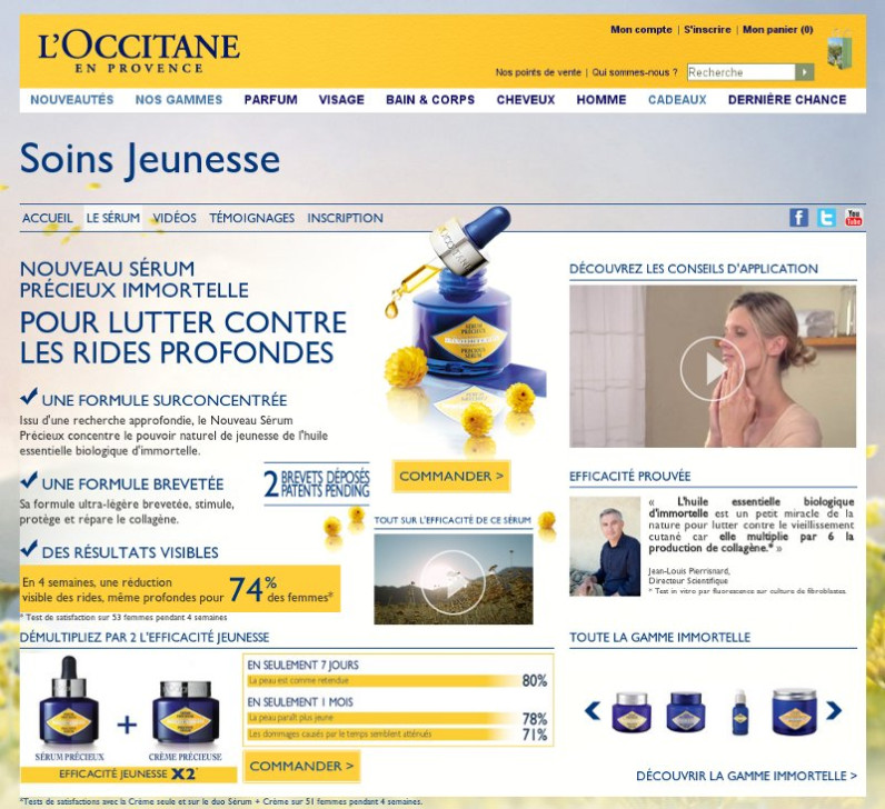 L'Occitane - Sérum Immortelle - Site évènementiel "Sérum Immortelle" de l'Occitane - page Sérum