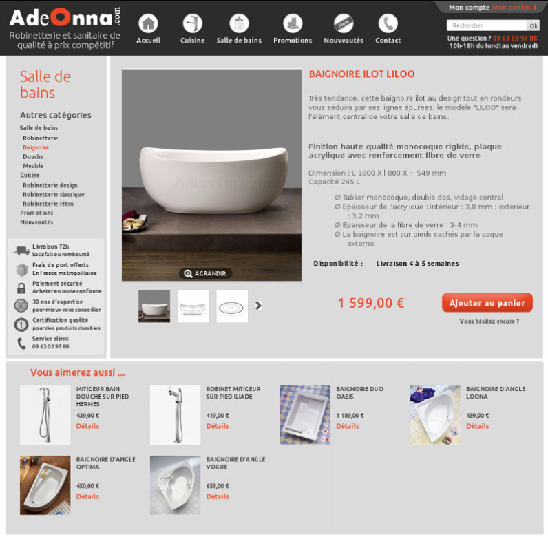 Adeonna - Adeonna - Robinetterie et sanitaire de qualité à prix compétitif - page produit
