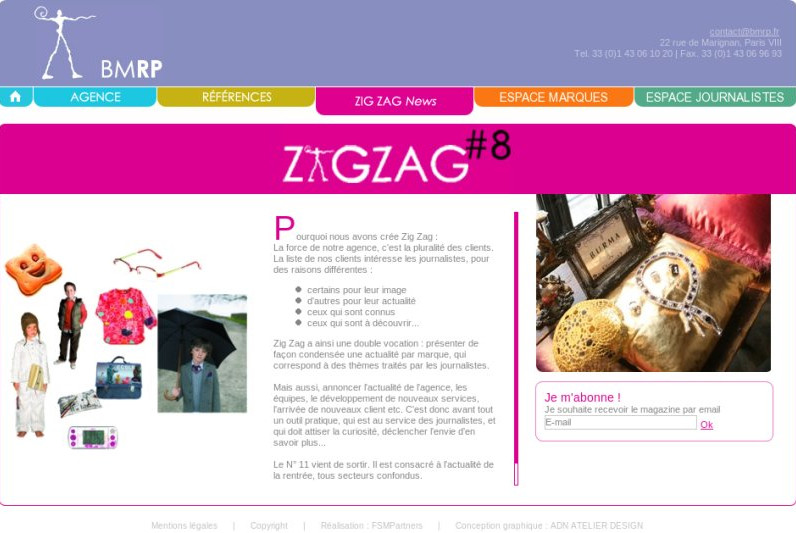 Développement du site de BMRP (agence de RP) - BMRP - ZigZag