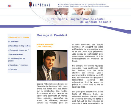 Site évenementiel pour la Générale de Santé