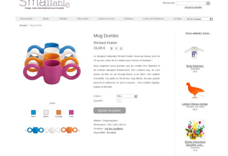 Vente de vêtements et objets créateur pour enfants - Fiche produit