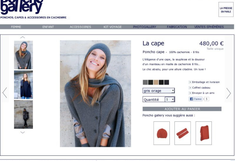 Poncho Gallery - Poncho Gallery - Page produit - site e-commerce