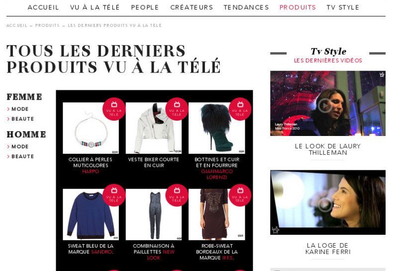 Télévision Style - Television style - le meilleur de la mode à la télé - produits