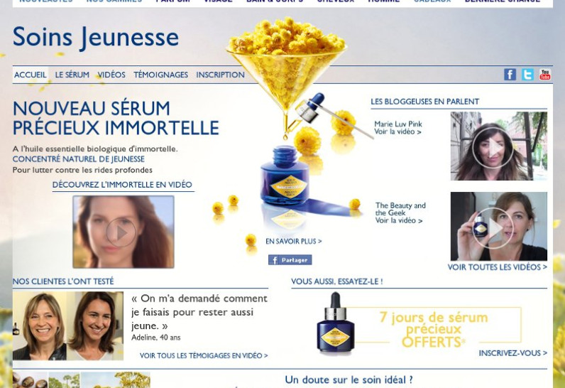 L'Occitane - Sérum Immortelle - Site évènementiel "Sérum Immortelle" de l'Occitane - page d'accueil