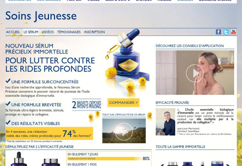 L'Occitane - Sérum Immortelle - Site évènementiel "Sérum Immortelle" de l'Occitane - page Sérum