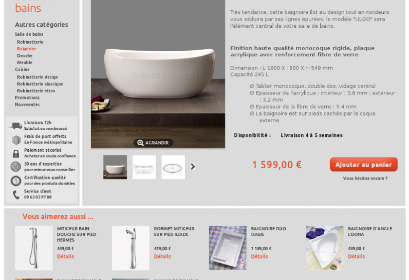 Adeonna - Adeonna - Robinetterie et sanitaire de qualité à prix compétitif - page produit
